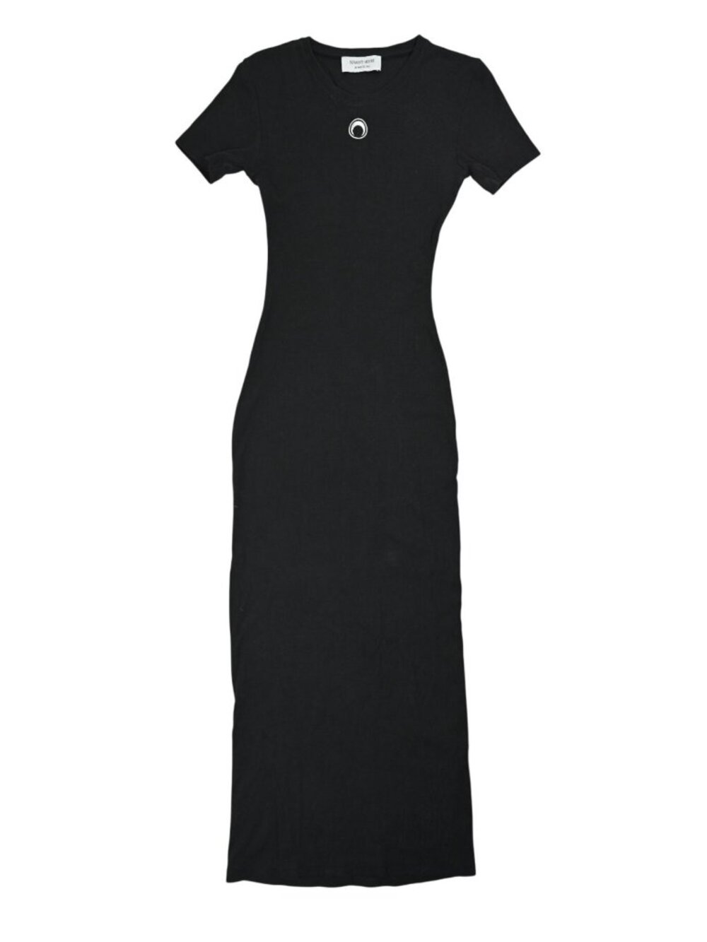Marine Serre Moon Logo Ribbed Jersey SS Long Dress in Black